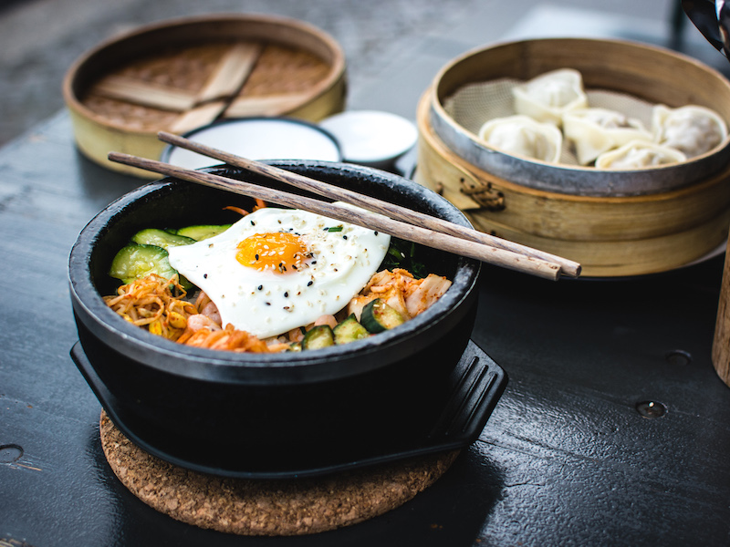 Korean bibimbap with egg and vegetables
                    Korean bibimbap with egg and vegetables
                    